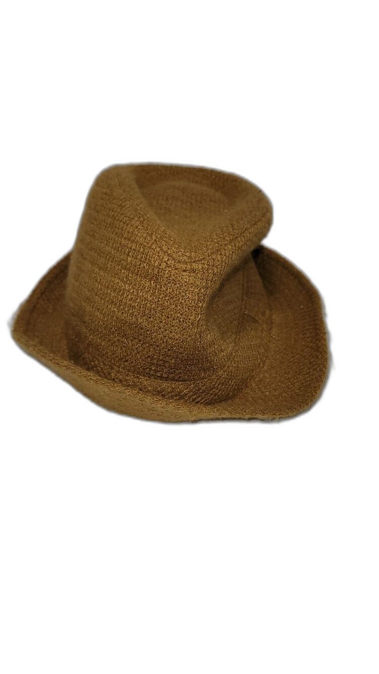 Textured Fedora Hat Tan Vintage Stingy Brim One Size Neutral